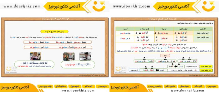 نمونه صفحات جزوه قواعد عربی هشتم