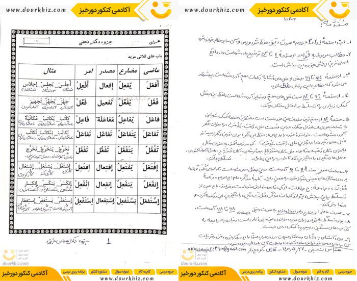 نمونه صفحات جزوه قواعد عربی کنکور