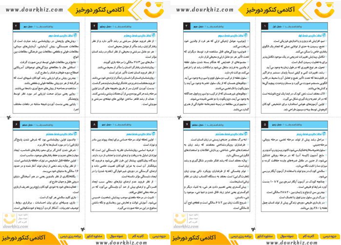 نمونه صفحات فلش کارت روانشناسی رشد 1