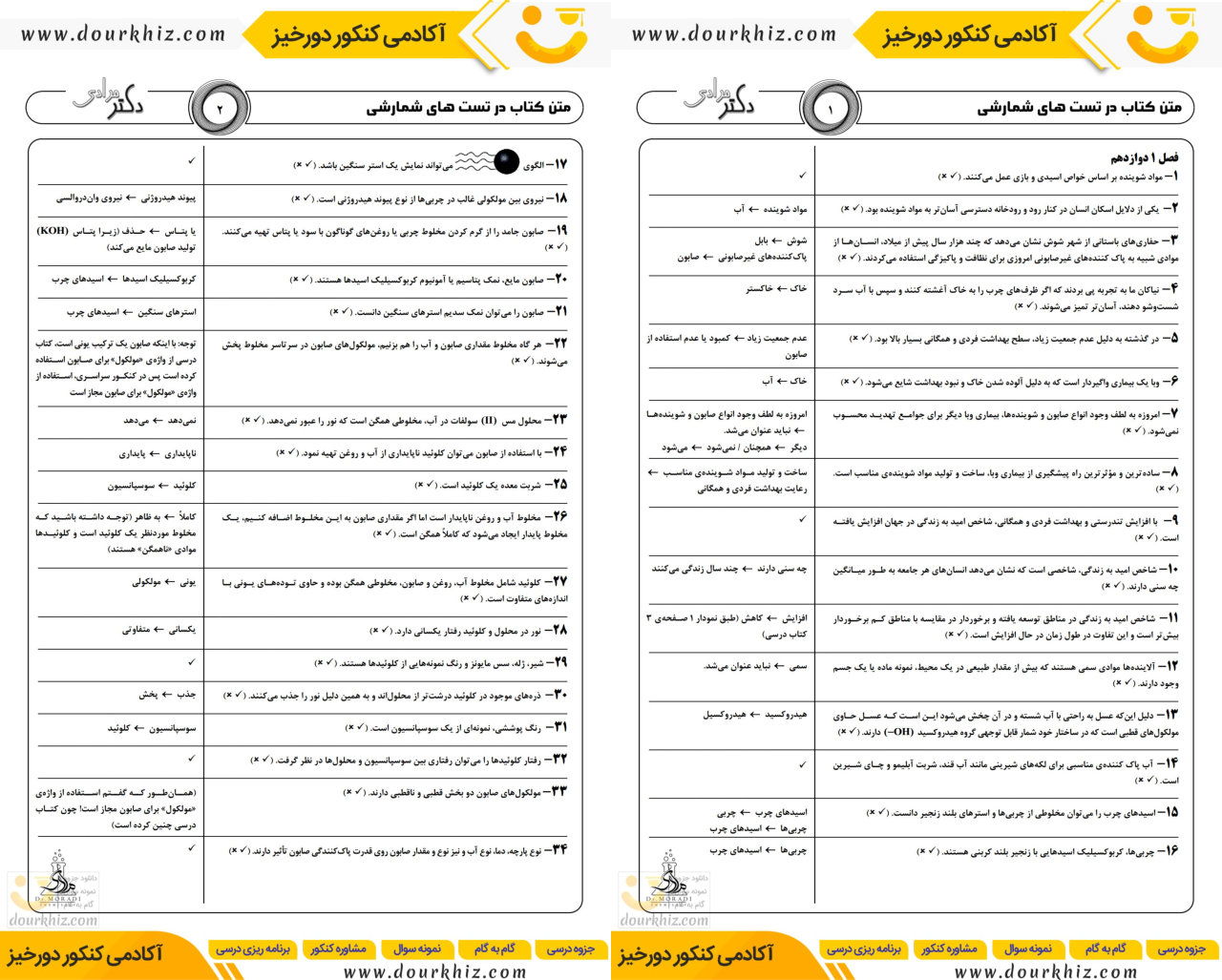 نمونه صفحات جزوه جملات طلایی شیمی کنکور