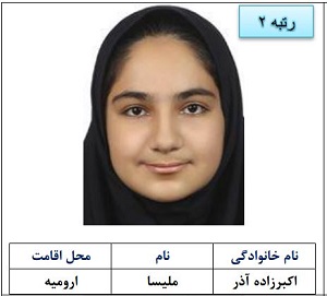 رتبه دوم ملیسا اکبرزاده آذر