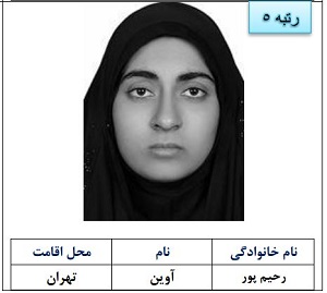 رتبه پنجم آوین رحیم پور