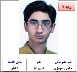 رتبه هفتم امیررضا حاجی نوروزی 