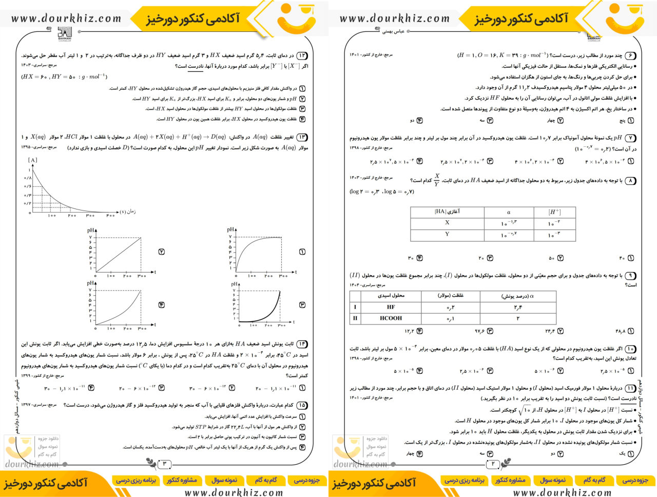 نمونه صفحات بانک تست مسائل شیمی دوزادهم